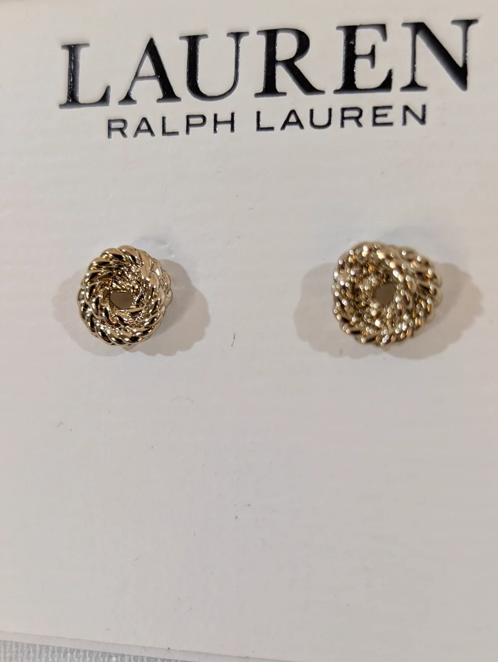 Lauren Ralph Lauren Gold Tone Earrings Braided Love Knot - Picture 2 of 4